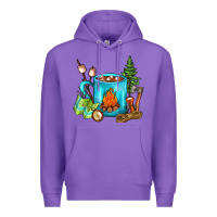 Purple Camping Coffee Premium Hoodie - FaDigitalArtStudio