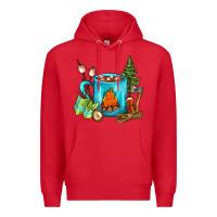 Red Camping Coffee Premium Hoodie - FaDigitalArtStudio