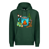 Sports Green Camping Coffee Premium Hoodie - FaDigitalArtStudio