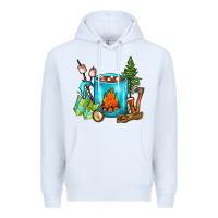 White Camping Coffee Premium Hoodie - FaDigitalArtStudio