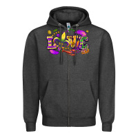 Charcoal Heather Love Mardi Gras Zipper Hoodie - FaDigitalArtStudio