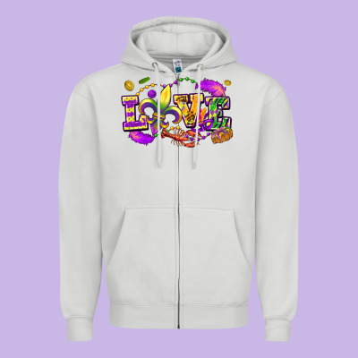 Love Mardi Gras Zipper Hoodie Designed By Fadigitalartstudio