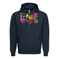 Navy Love Mardi Gras Zipper Hoodie - FaDigitalArtStudio