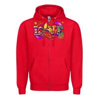 Red Love Mardi Gras Zipper Hoodie - FaDigitalArtStudio