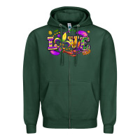 Sports Green Love Mardi Gras Zipper Hoodie - FaDigitalArtStudio