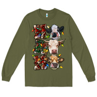 Army Green Ho Ho Ho Cows Long Sleeve Tee - RanaPortraitStore