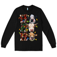 Black Ho Ho Ho Cows Long Sleeve Tee - RanaPortraitStore