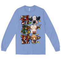 Colony Blue Ho Ho Ho Cows Long Sleeve Tee - RanaPortraitStore