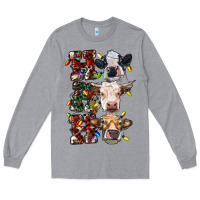 Heather Grey Ho Ho Ho Cows Long Sleeve Tee - RanaPortraitStore