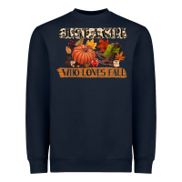Navy just a girl who loves fall Heavyweight Sweatshirt - CowGirlArtShop