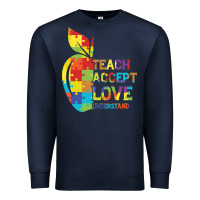 Navy Autism Teach Accept Understand Love Premium Sweatshirt - CowhideDigitalArt