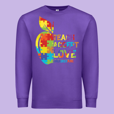 Autism Teach Accept Understand Love Premium Sweatshirt Designed By Cowhidedigitalart