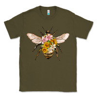 Army Green bee with flowers Classic Tee - Artiststas