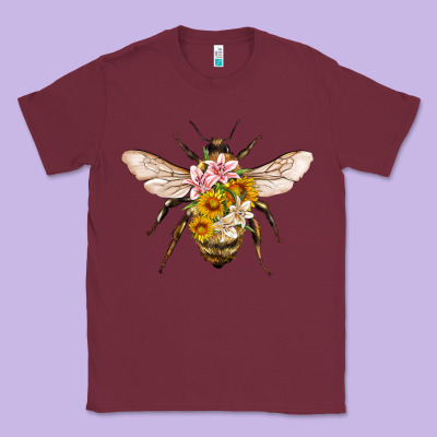 Bee With Flowers Classic Tee Designed By Artiststas