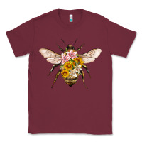 Burgundy bee with flowers Classic Tee - Artiststas