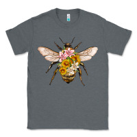 Charcoal Heather bee with flowers Classic Tee - Artiststas
