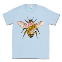 Dusty Blue bee with flowers Classic Tee - Artiststas