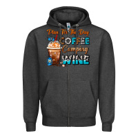 Charcoal Heather Plan For The Day Coffee Camping Wine Frappe Coffee Zipper Hoodie - FaDigitalArtStudio