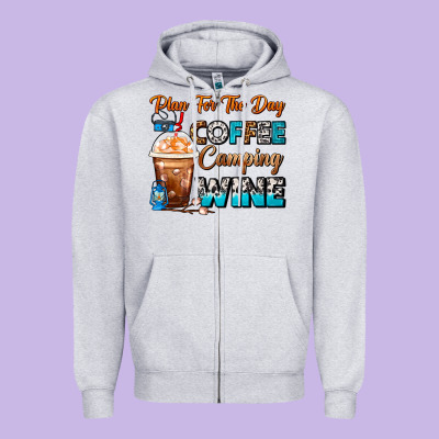 Plan For The Day Coffee Camping Wine Frappe Coffee Zipper Hoodie Designed By Fadigitalartstudio