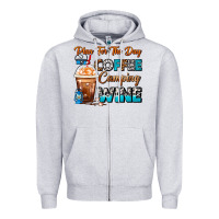 Heather Grey Plan For The Day Coffee Camping Wine Frappe Coffee Zipper Hoodie - FaDigitalArtStudio