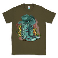 Army Green Turquoise Cowboy Boots Classic Tee - JahusDesignShop