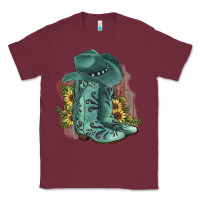 Burgundy Turquoise Cowboy Boots Classic Tee - JahusDesignShop