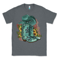 Charcoal Heather Turquoise Cowboy Boots Classic Tee - JahusDesignShop