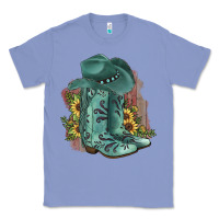 Colony Blue Turquoise Cowboy Boots Classic Tee - JahusDesignShop