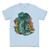 Dusty Blue Turquoise Cowboy Boots Classic Tee - JahusDesignShop