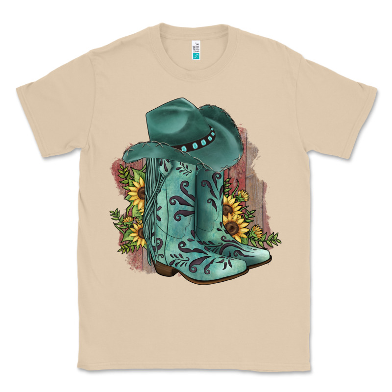 Turquoise Cowboy Boots Classic Tee by JahusDesignShop | Teevron