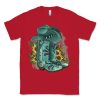 Red Turquoise Cowboy Boots Classic Tee - JahusDesignShop