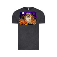 Vintage Black Halloween english bulldog Vintage Tee - RanaPortraitStore