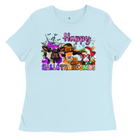 Baby Blue happy hallothanksmas cows  nancy Ladies Tee - NancyCooperArtShop
