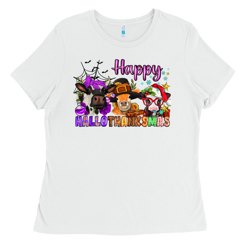 Happy Hallothanksmas Cows  Nancy Ladies Tee by NancyCooperArtShop | Teevron