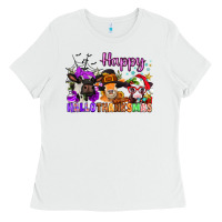 White happy hallothanksmas cows  nancy Ladies Tee - NancyCooperArtShop