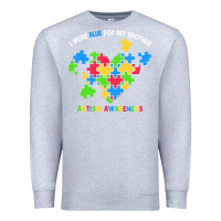 Heather Grey Wear Blue For My Brother Autism Premium Sweatshirt - CowhideDigitalArt