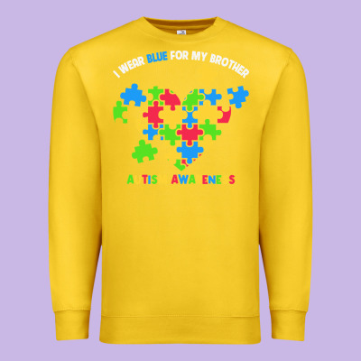 Wear Blue For My Brother Autism Premium Sweatshirt Designed By Cowhidedigitalart