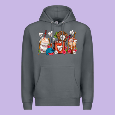 Baseball Coffee Cups Premium Hoodie Designed By Fadigitalartstudio