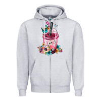 Heather Grey Mexican Day Of The Dead Skulls Coffee Cup Zipper Hoodie - FaDigitalArtStudio