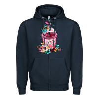 Navy Mexican Day Of The Dead Skulls Coffee Cup Zipper Hoodie - FaDigitalArtStudio