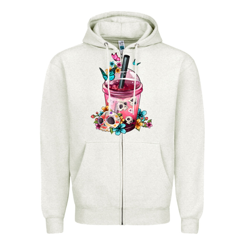 Mexican Day Of The Dead Skulls Coffee Cup Zipper Hoodie by FaDigitalArtStudio | Teevron