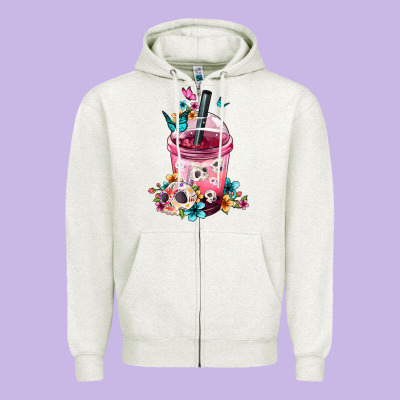 Mexican Day Of The Dead Skulls Coffee Cup Zipper Hoodie Designed By Fadigitalartstudio