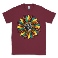 Burgundy sunflower cowhide leopard Classic Tee - Artiststas