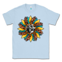 Dusty Blue sunflower cowhide leopard Classic Tee - Artiststas