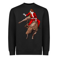 Black santa riding a bull Heavyweight Sweatshirt - CowGirlArtShop