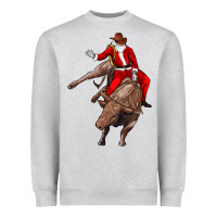Heather Grey santa riding a bull Heavyweight Sweatshirt - CowGirlArtShop