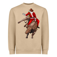 Mushroom santa riding a bull Heavyweight Sweatshirt - CowGirlArtShop