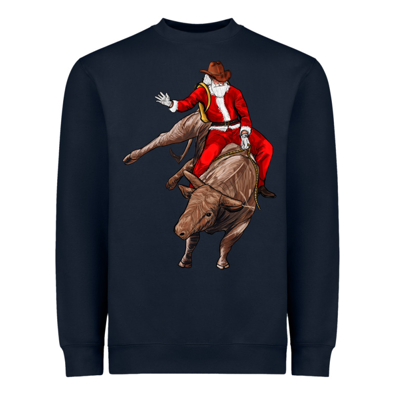 Santa Riding A Bull Heavyweight Sweatshirt by CowGirlArtShop | Teevron