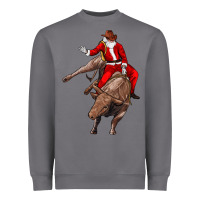 Storm santa riding a bull Heavyweight Sweatshirt - CowGirlArtShop