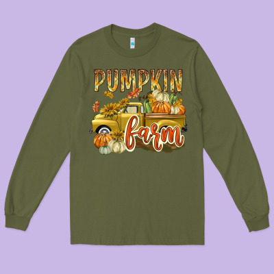 Pumpkin Farm With Truck Long Sleeve Tee Designed By Texasbilliewilder